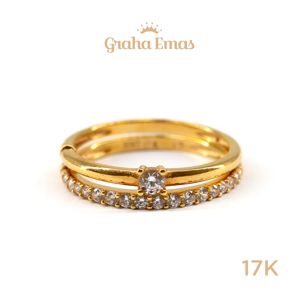Graha Emas Cincin Emas Kuning Bentuk Solitaire 17K - Yellow Gold Solitaire Model Ring 17 Carat M542