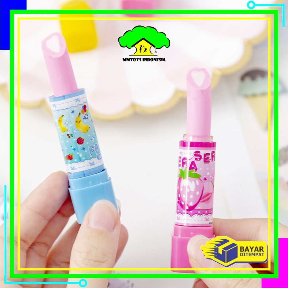 

EC MI-A70 Penghapus Model Lipstik Karakter Buah Random / Penghapus Pensil Eraser Buah Warna Warni Lucu / Penghapus Pensil Eraser Fruits Import