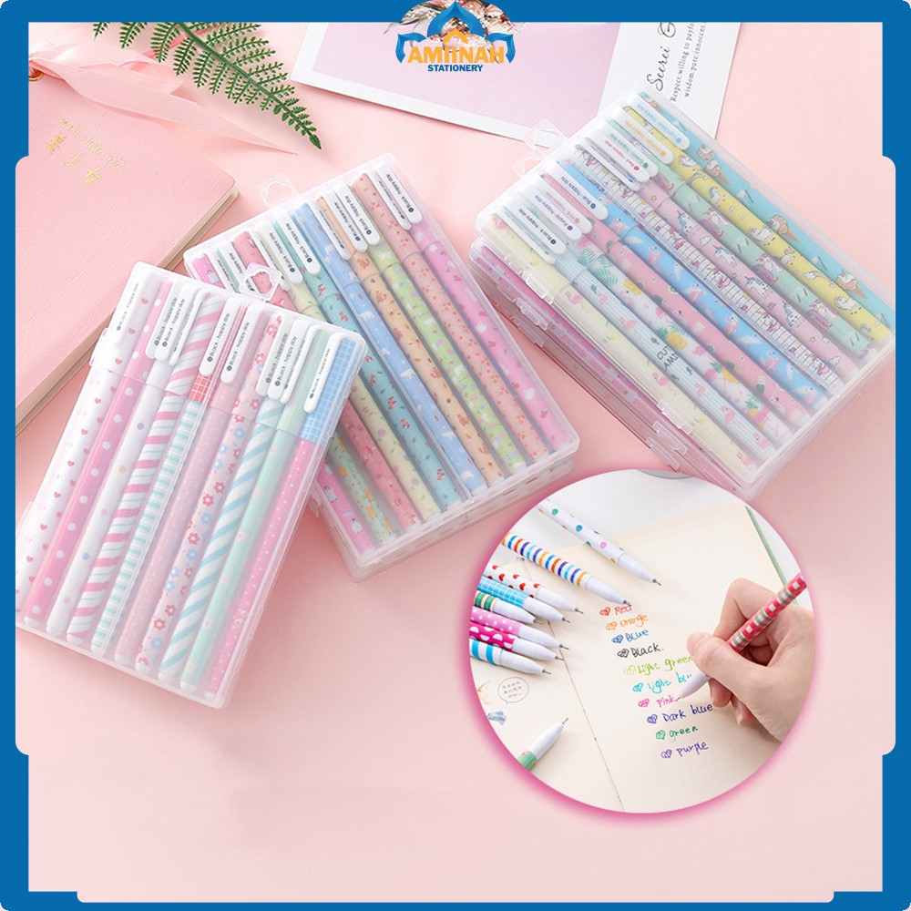 

Pena Korea Color Pen Souvenir Set Alat Tulis Sekolah dan Kantor / Pulpen Gel Set Warna Warni 10IN1 Pena Cair Motif Karakter Amiinah Stationery A54