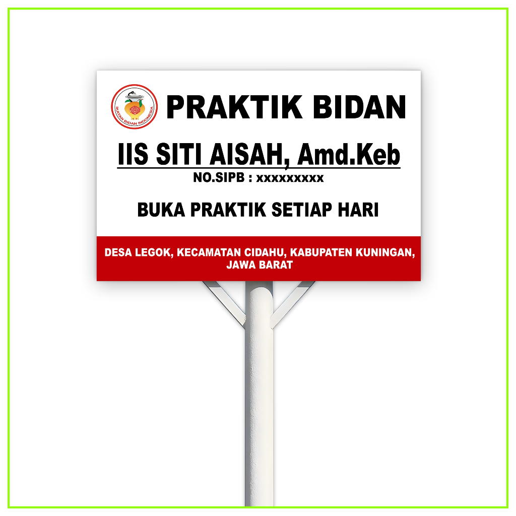 

Praktik Bidan Pole Sign Papan Nama Jalan + Tiang Besi Fullset