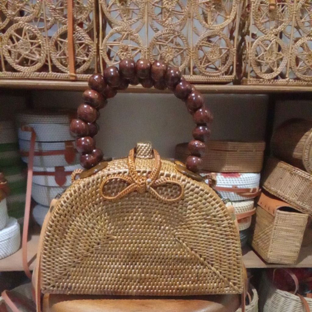 TAS WANITA / TAS ROTAN D / TAS D FULL ATTE tali kayu