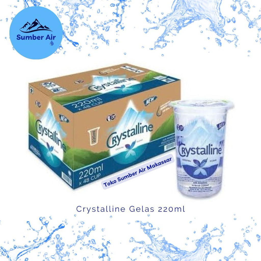

Air Mineral Crystalin Gelas 220ml (1 dus isi 48 gelas)