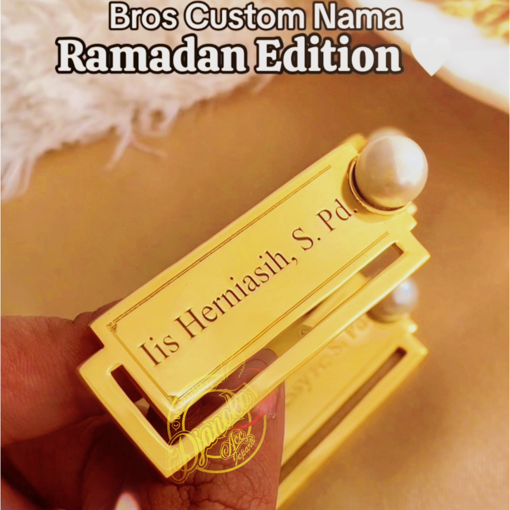 Bros Nama Mutiara | Bros Profesi Guru, Bidan, Dokter, Lapis Emas Costum Nama