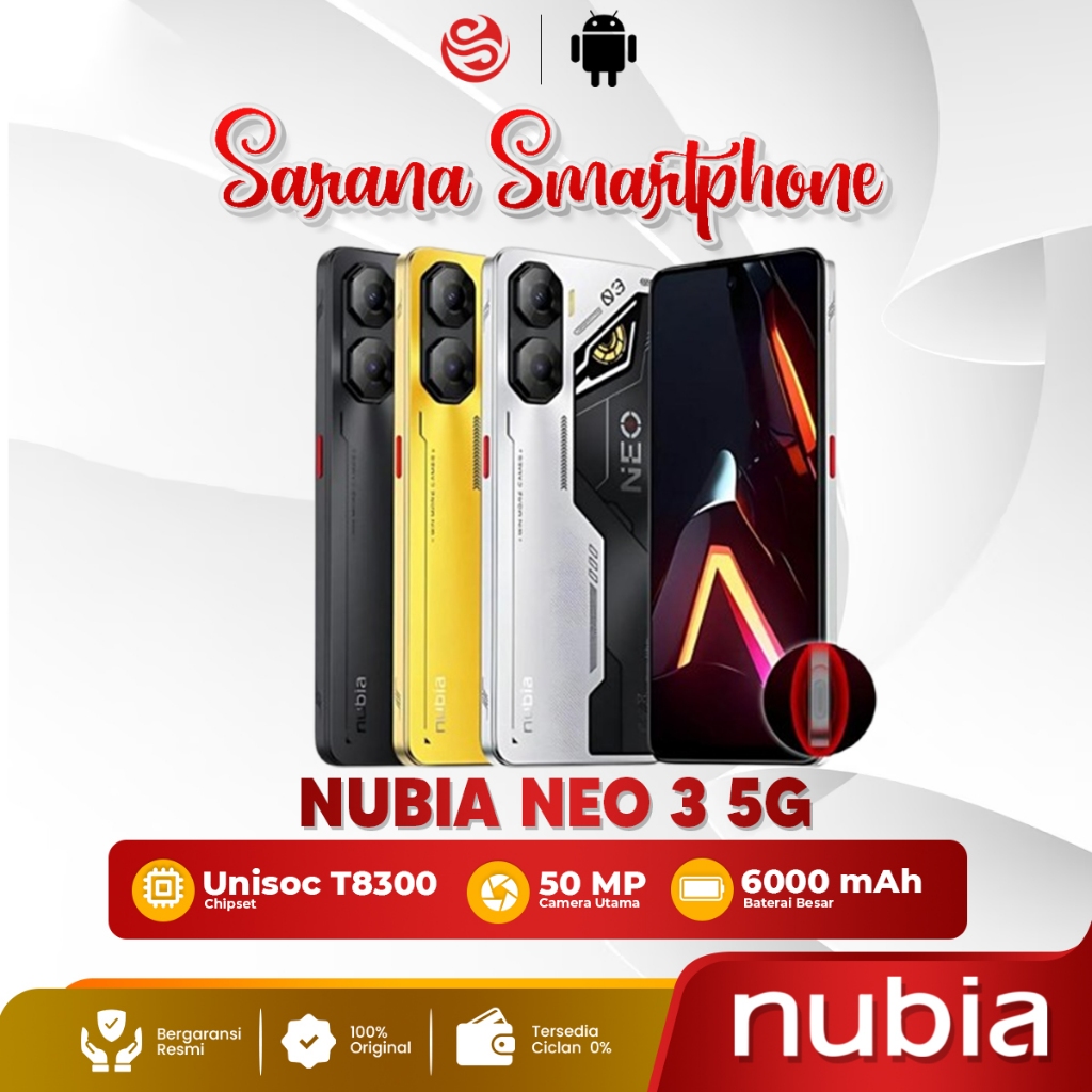 Nubia NEO 3 5G NFC RAM 8/256GB Hp Gaming Terbaru 2025 Smartphone Android Original Garansi Resmi
