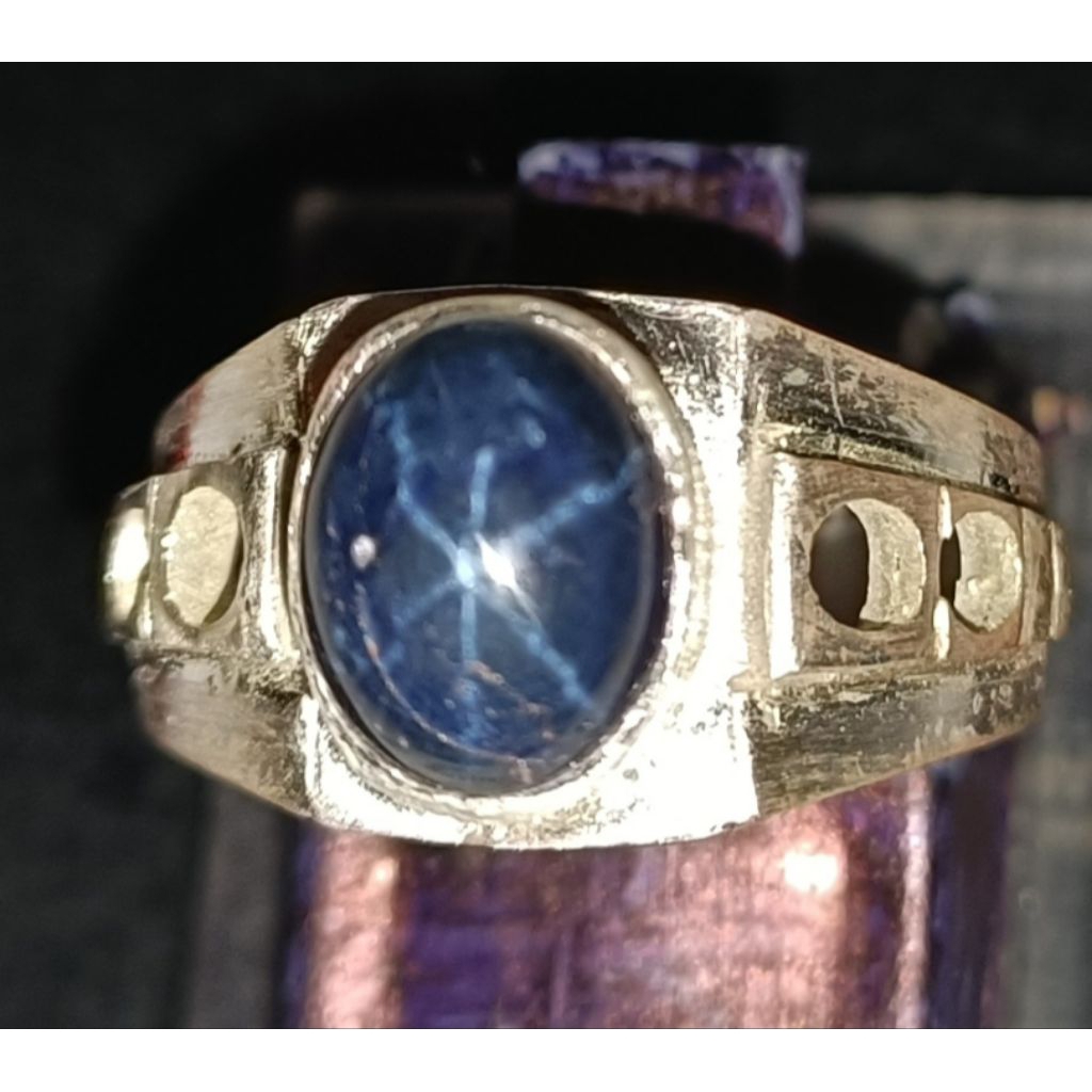 Blue star safir ring perak memo