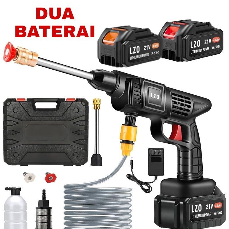 Alat semprot Cuci mobil dan Motor Water Jet Steam Fullset double Baterai