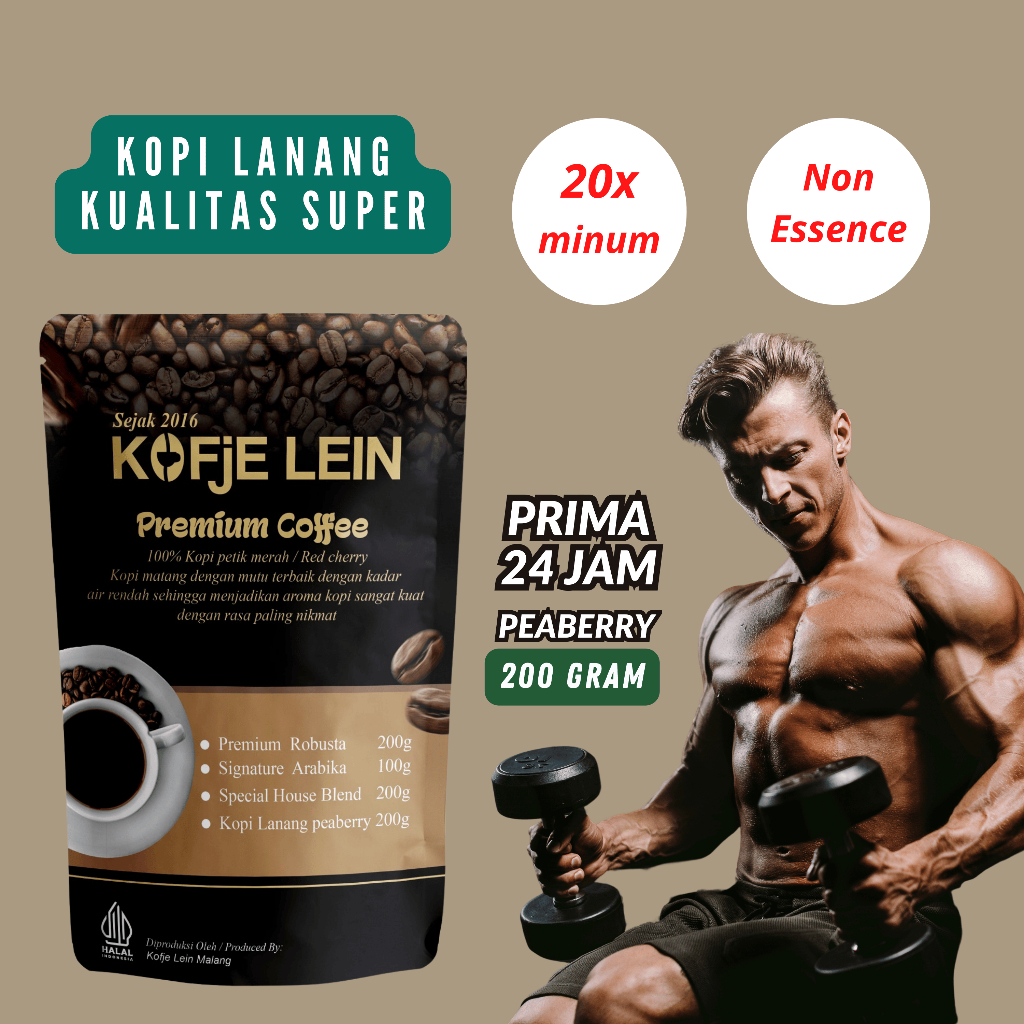 

Kofje Lein Peaberry Coffee Kopi Lanang Kualitas Super isi 200g