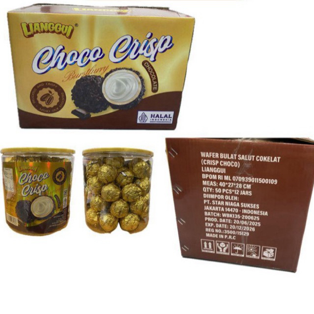 

Permen LIANGGUI CHOCO CRISP RASA COKELAT & STRAWBERRY ISI 50pcs