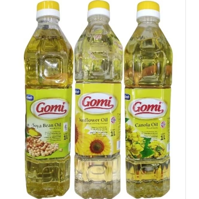 

Gomi Soyabean Oil minyak kacang kedelai , Sunflower Oil, Canola Oil 1 Liter