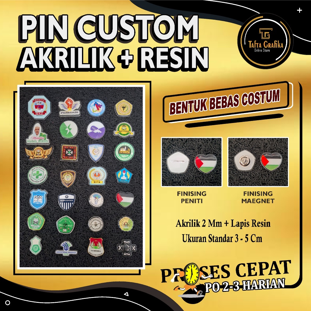 PIN AKRILIK RESIN CUSTOM/ PIN LOGO / MURAH & CEPAT