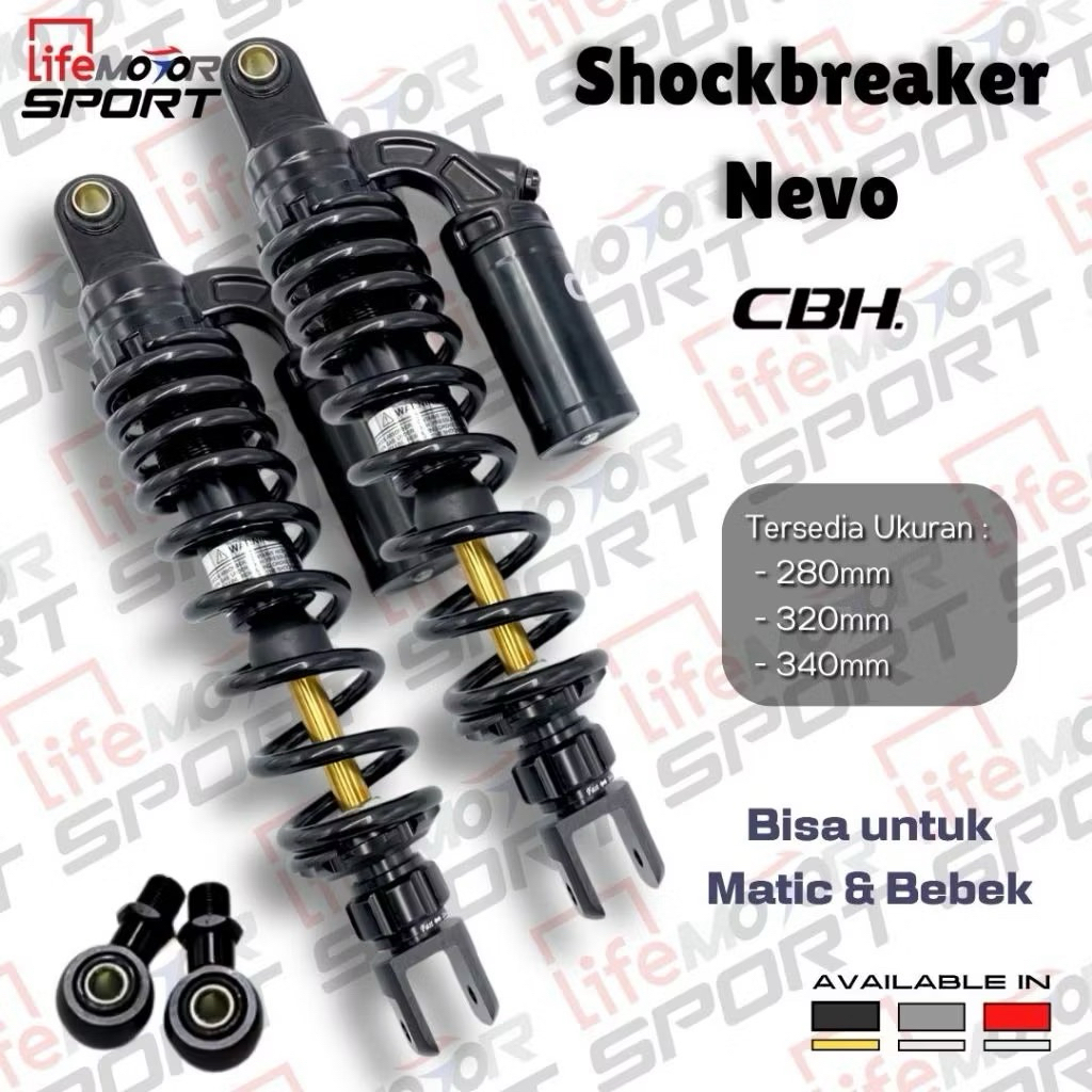 Shockbreaker CBH Nevo Shock Belakang Double Shock 280mm 320mm 340mm Nmax Aerox Pcx Mega Pro Mx king 