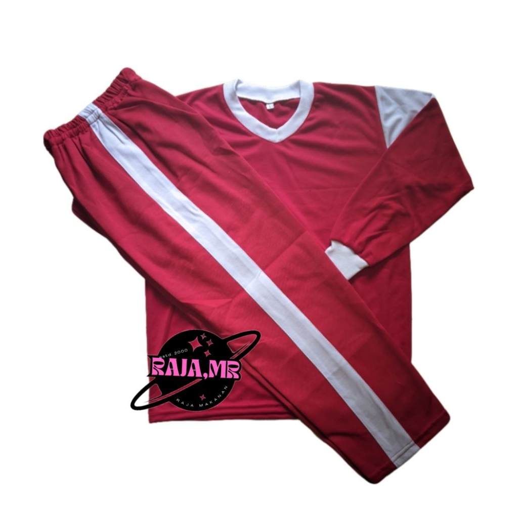 setelan baju olahraga SD lengan panjang merah putih