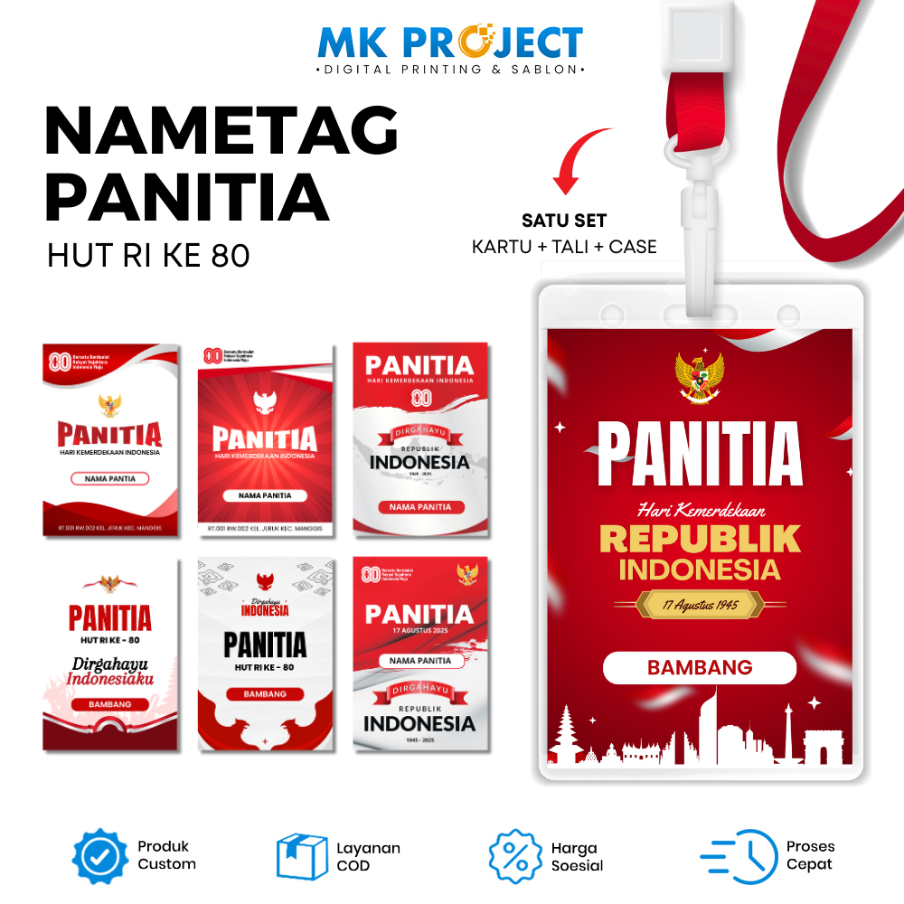 

KARTU PANITIA HUT RI 2025 1 SET LENGKAP NAMETAG PANITIA 17 AGUSTUS HUT RI KE 80 || MK PROJECT