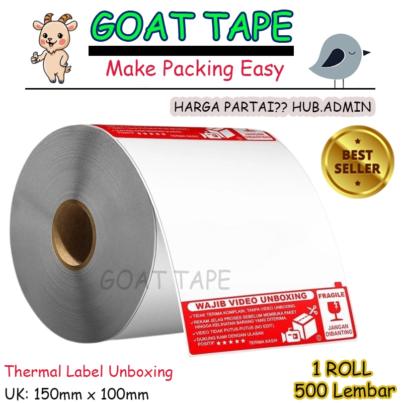 

LABEL THERMAL STICKER BARCODE FRAGILE 100x150 isi 500 PCS Wajib Video Unboxing
