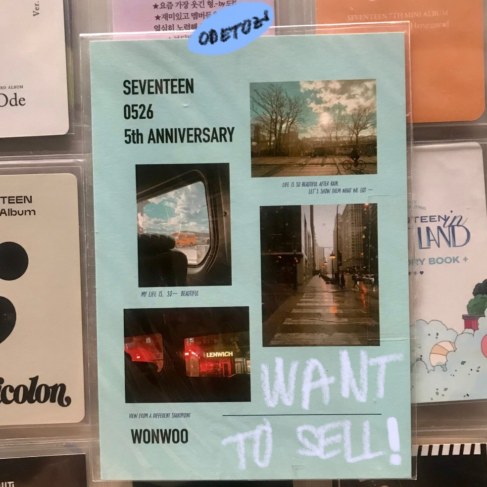 SEVENTEEN WONWOO OFFICIAL T-SHIRT CARD 5TH ANNIVERSARY | MESSAGES + SIGN