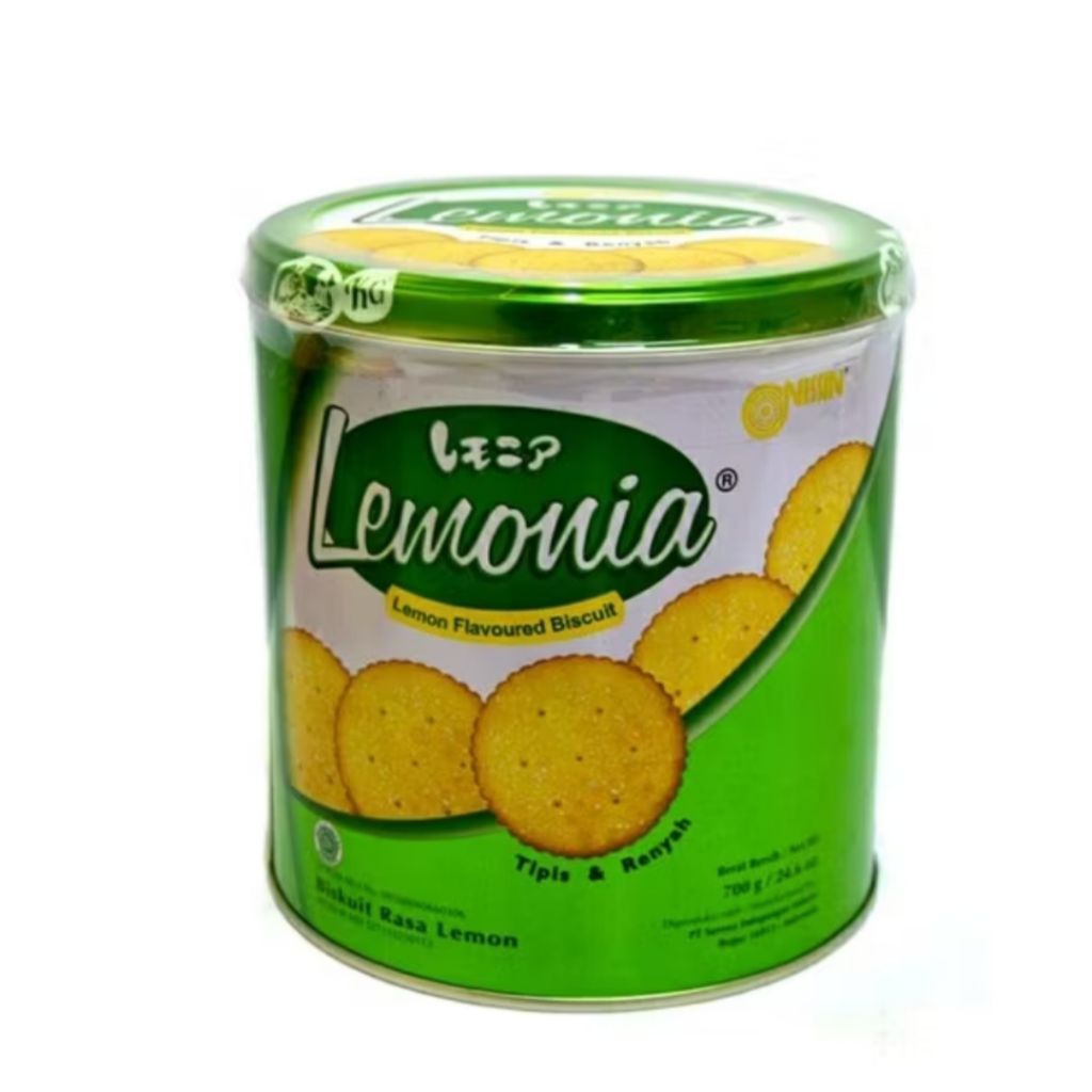 

Lemonia Nissin Cooking Kaleng 650 Gr Camilan Rasa Lemon Tipis dan Renyah