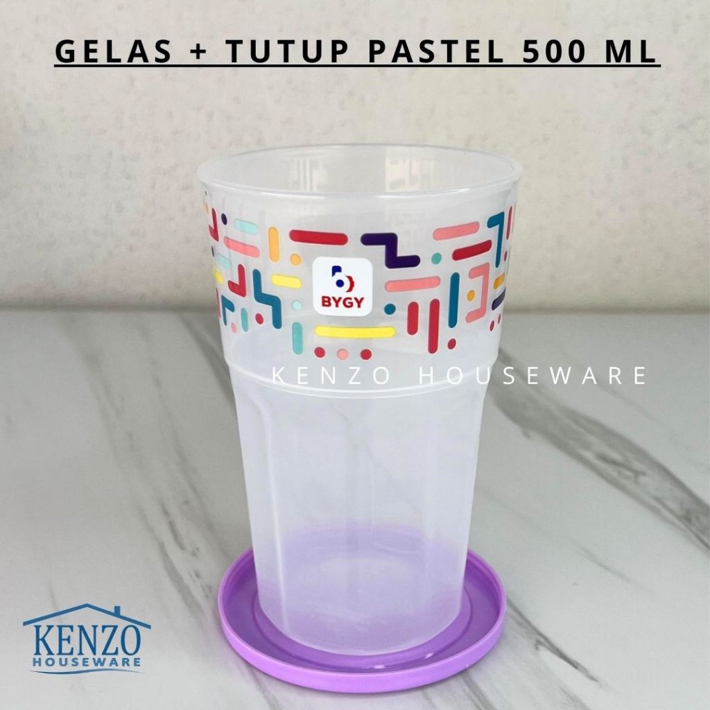 Gelas Cangkir 500 ML Dengan Tutup Plastik YUMEE STARFRUIT BIGGY Mug Minum Motif Plastik Anti Tumpah