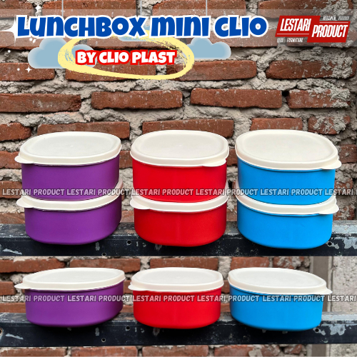 ( 6 PCS ) LUNCHBOX MINI CLIO PLASTIC 3 SEKAT | KOTAK BEKAL | WADAH BEKAL | KOTAK BEKAL NASI | KOTAK 