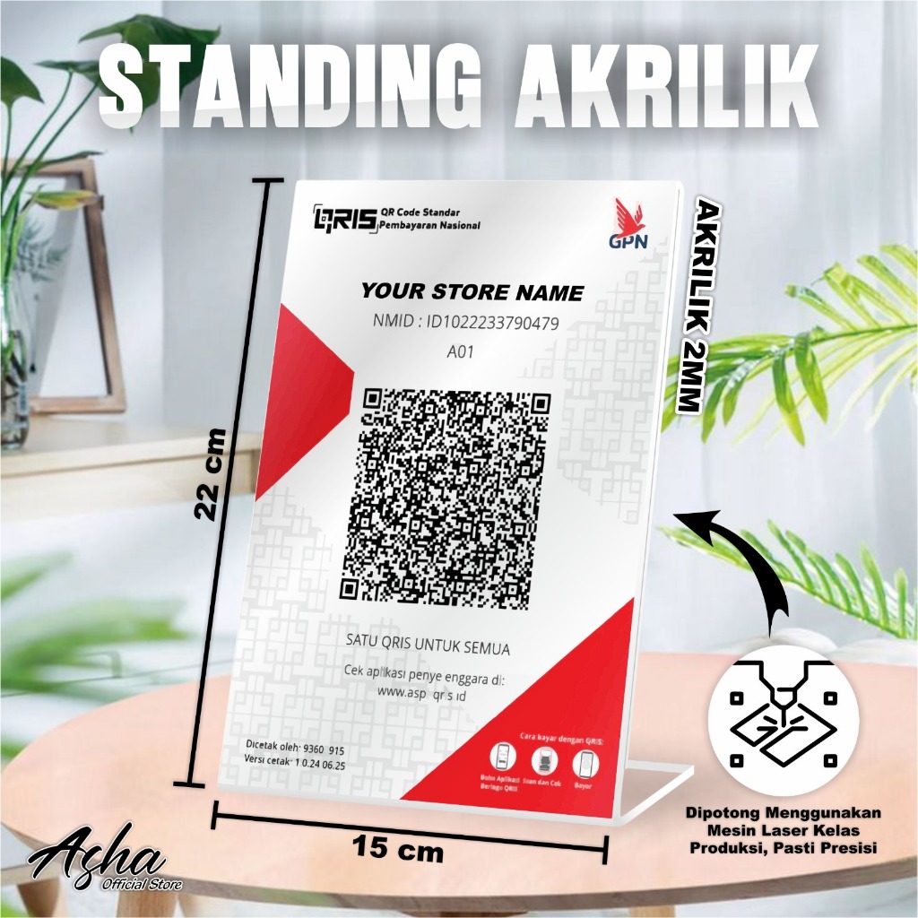 

STANDING DISPLAY BROSUR / QRIS BAHAN AKRILIK - ACRYLIC POTRAIT A5 READY STOCK