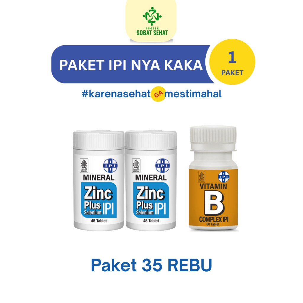 Paket Bundling IPI 35RB - @2PC IPI MINERAL ZINC (45 Tablet) + @1PC IPI B COMPLEX  (80 Tablet)