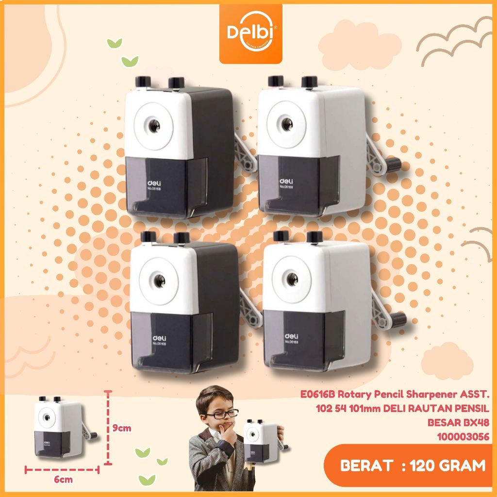 

Deli Rautan Pensil Putar Pisau kualitas tinggi tahan lama anti slip berdiri stabil di meja E0616B