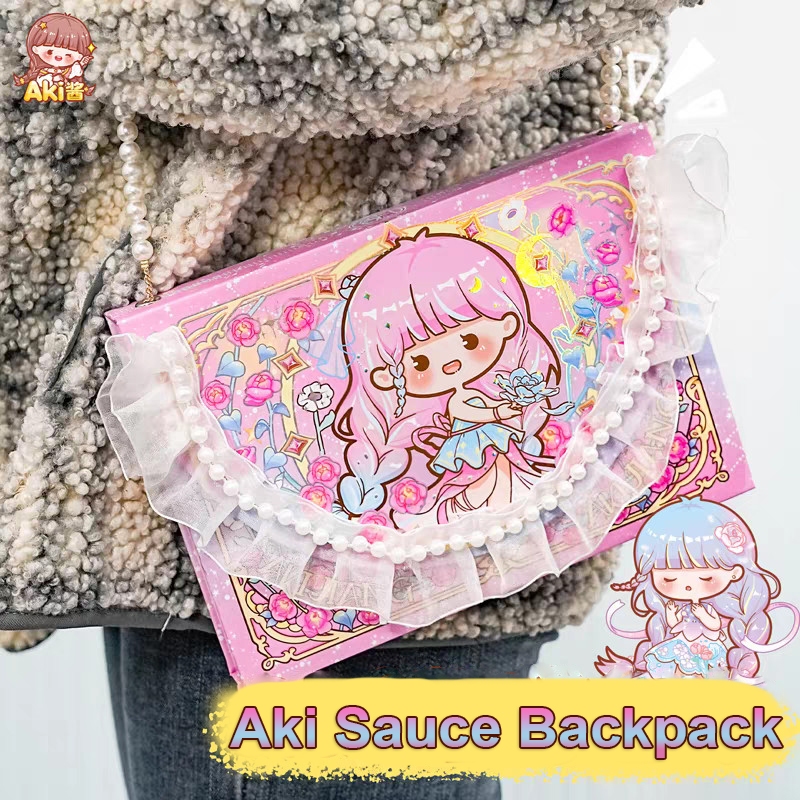 

Cute notebook Illustration Diary Book with pearl chain Hardcover Planner School Office Stationery