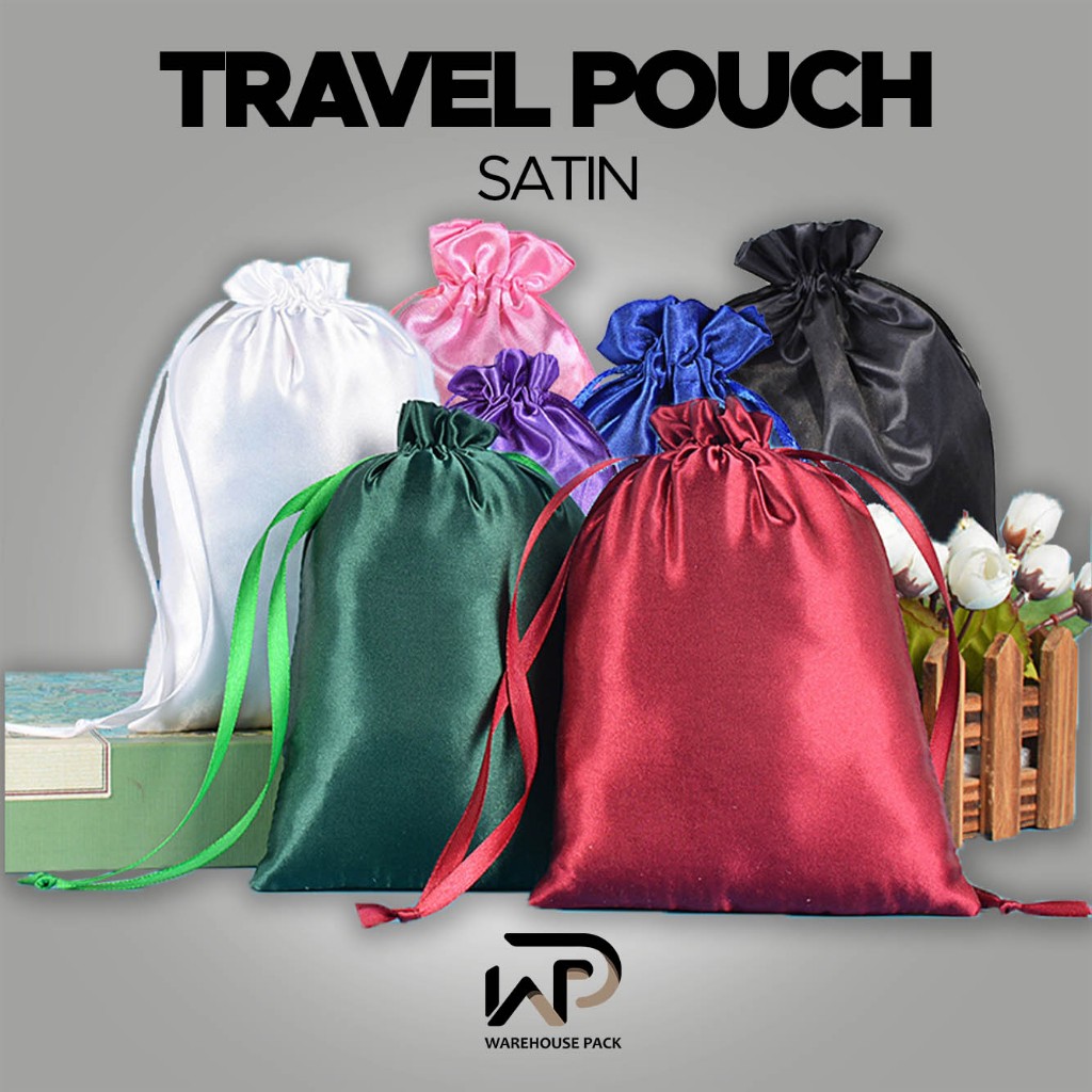 Pouch Serut Satin Silk Satin | Pouch Souvenir Kosmetik | Drawstring Bag Pouch Serut | Pouch Serut Ru