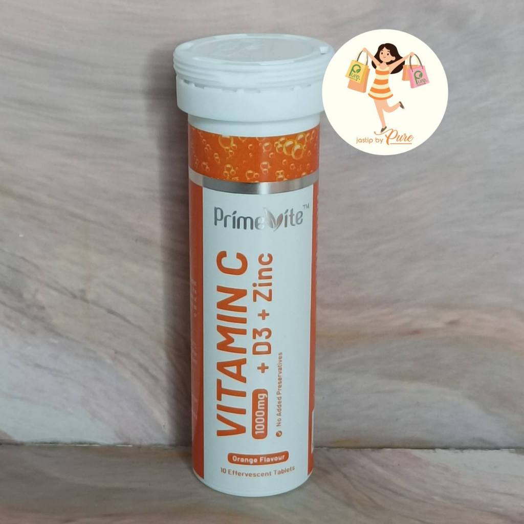 PRIMEVITE PRIME VITE Vitamin C 1000mg + D3 + Zinc 10 Effervescent Tablets
