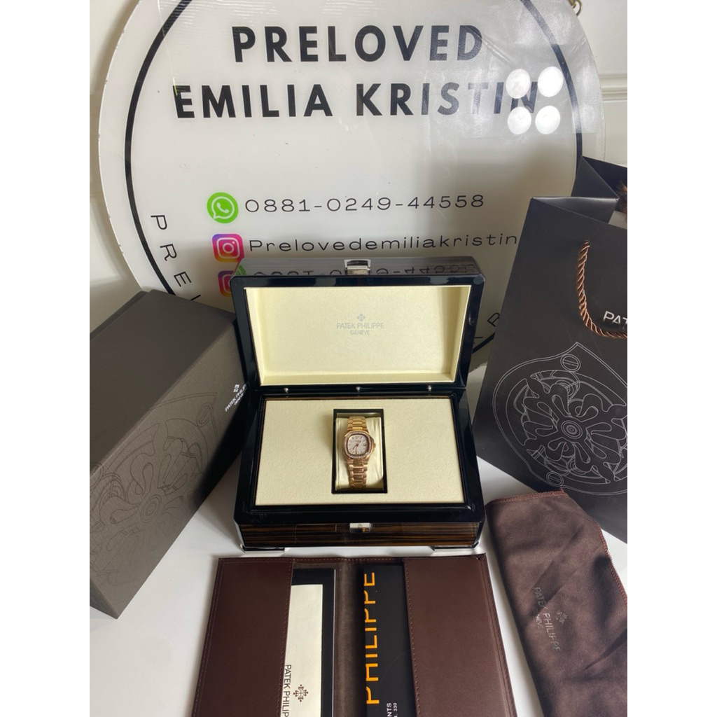 Preloved th 2023 Nautilus Lady Rose Gold Diamond Bezel Watch Authentic