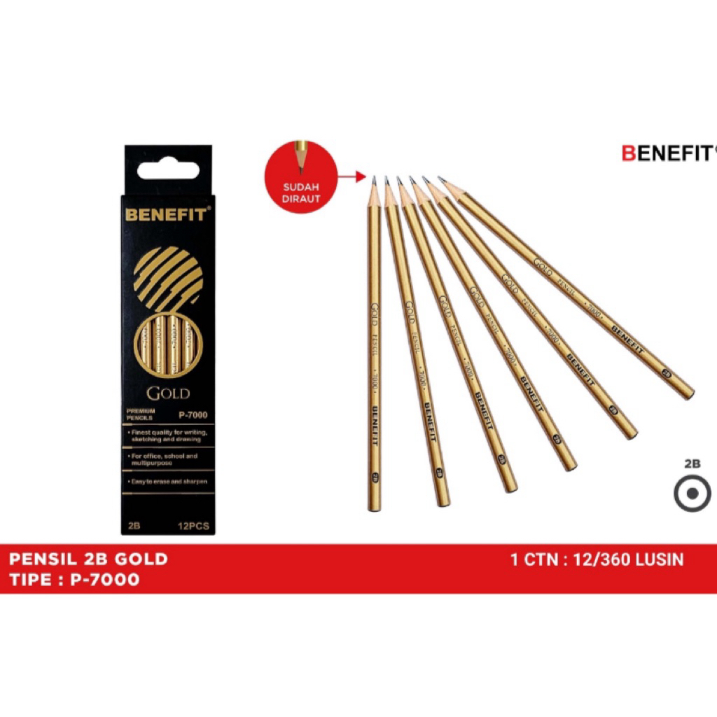 

PENSIL 2B BENEFIT GOLD / PENSIL 2B / PENSIL MURAH / pensil