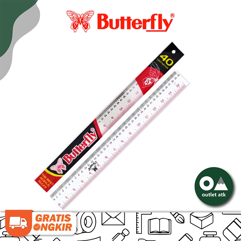 

Penggaris Butterfly 40cm Garisan Clear Transparent Plastic Ruler