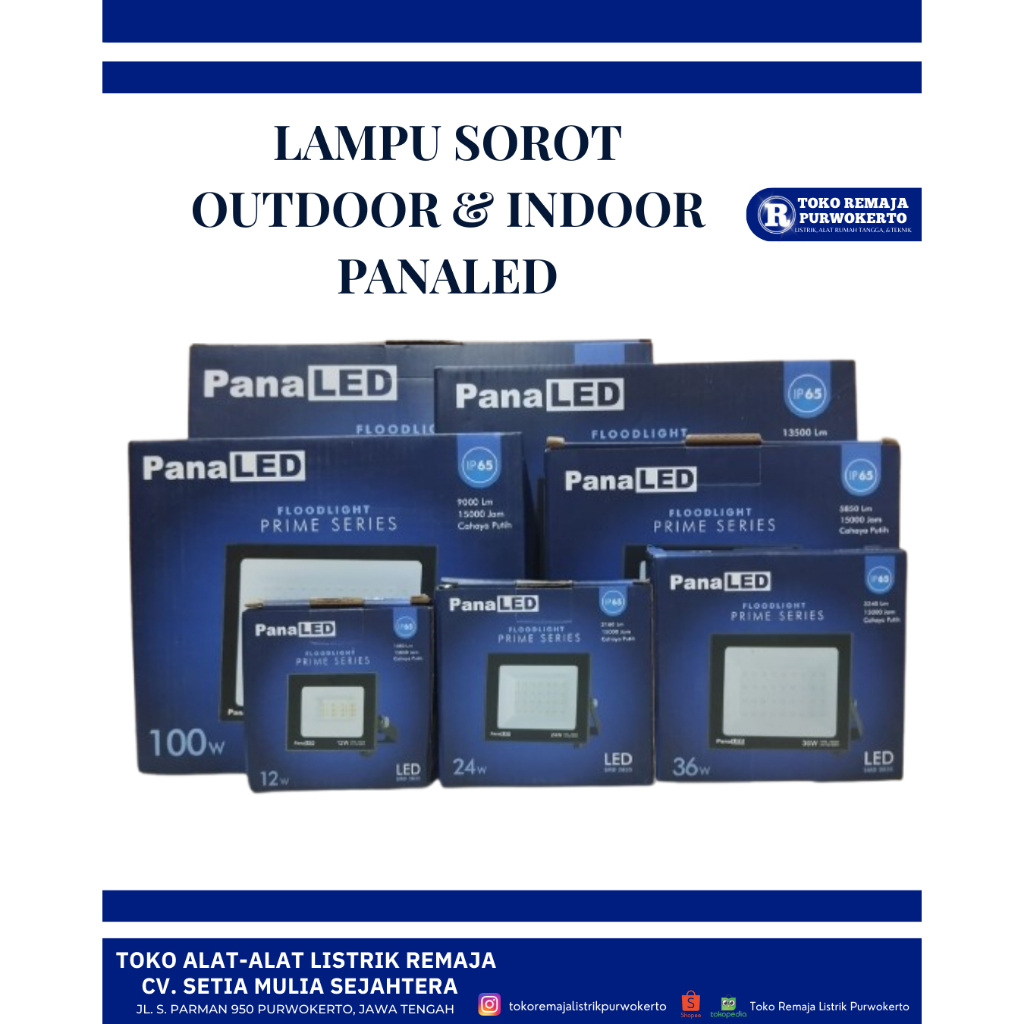Lampu Sorot Floodlight IP65 PanaLed 12W | 24W | 36W | 65W | 100W | 150W SNI
