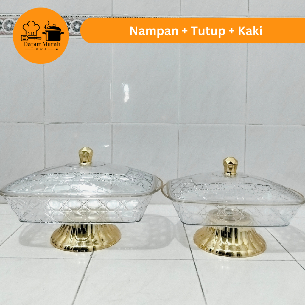 Basi Persegi Panjang + Tutup + Kaki / Nampan Plastik / Nampan Saji / Tempat Prasmanan / Putih