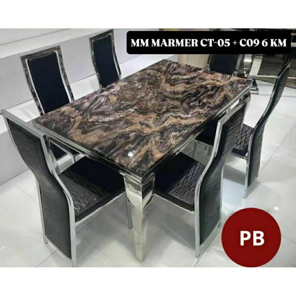 MEJA MAKAN MARMER 6 KURSI/DINNING SET 6 KURSI/MEJA MAKAN MARMER IMPORT