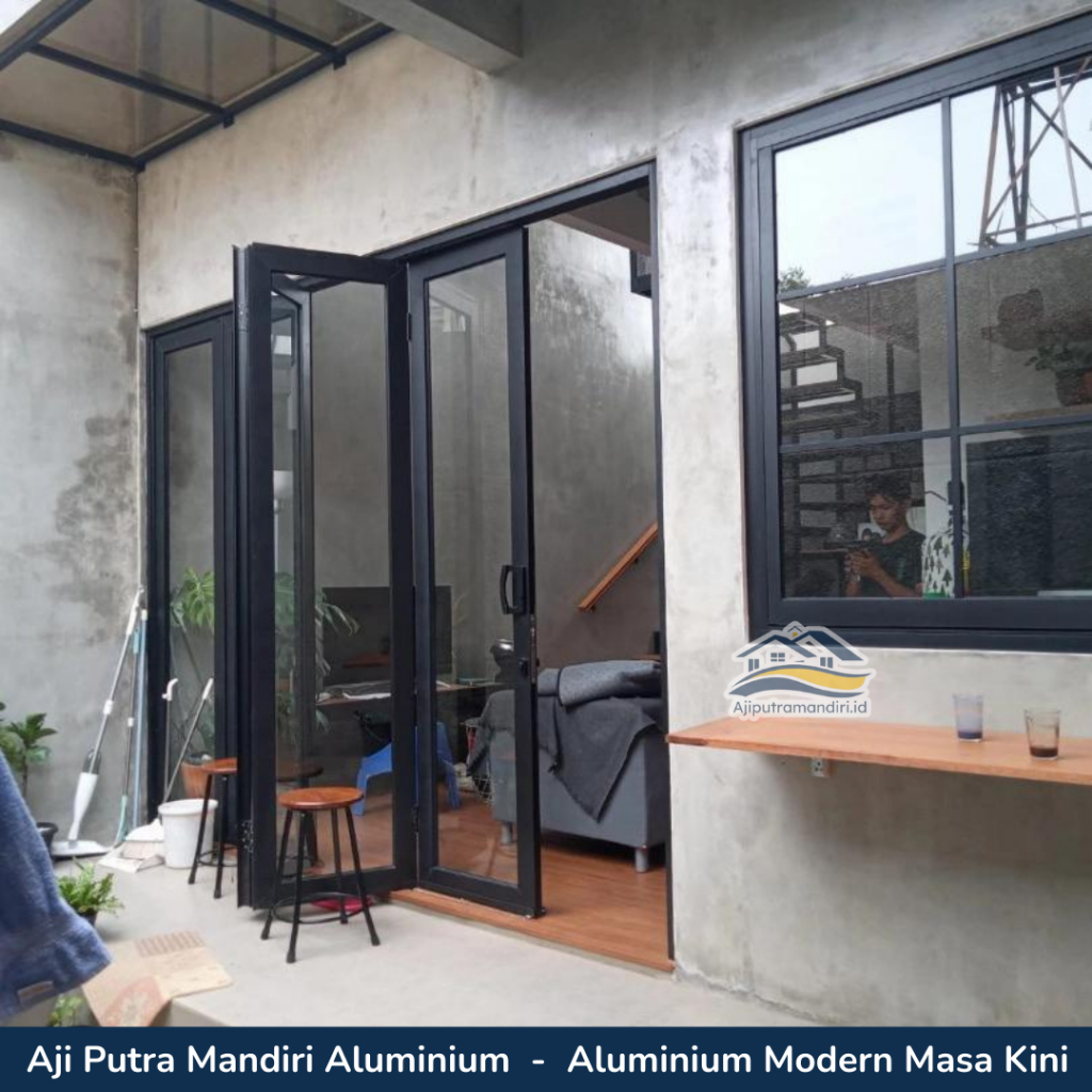 Pintu Lipat Alumunium Dacon Warna Coklat Custom Berkualitas