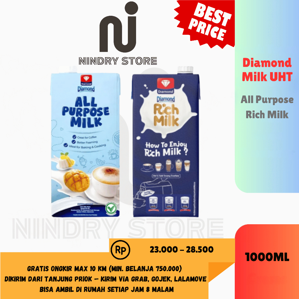 

Diamond All Purpose Milk / Rich Milk 1L – Susu UHT untuk Masak & Minuman | Nindry Store