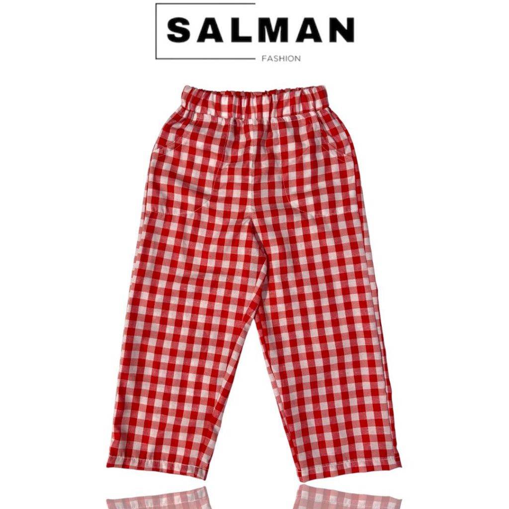 Celana Panjang Anak Laki Laki Perempuan 1 - 10 Tahun Motif Kotak 1 Cm Celana anak katun SALMAN GROUP