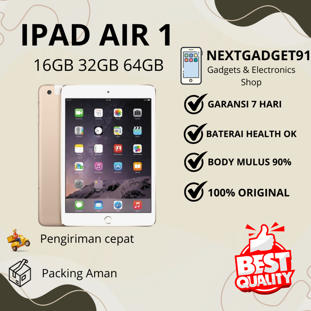 Ipad Air 1 32GB 64GB 128GB Wifi Only Second ORIGINAL Best Quality FULLSET - Nextgadget91