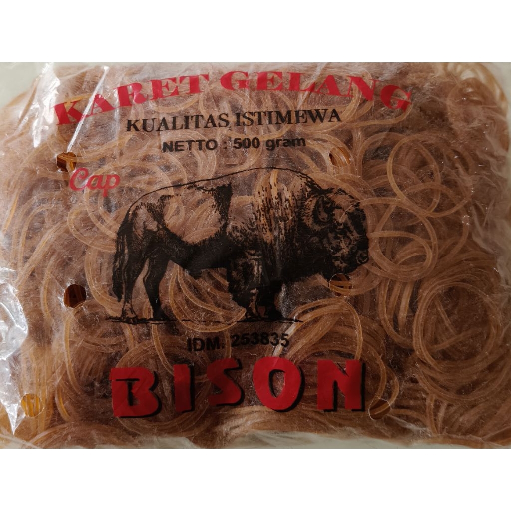 

Karet Gelang Kuning CAP BISON - Pengikat Barang Super 1 Pak 500 gram