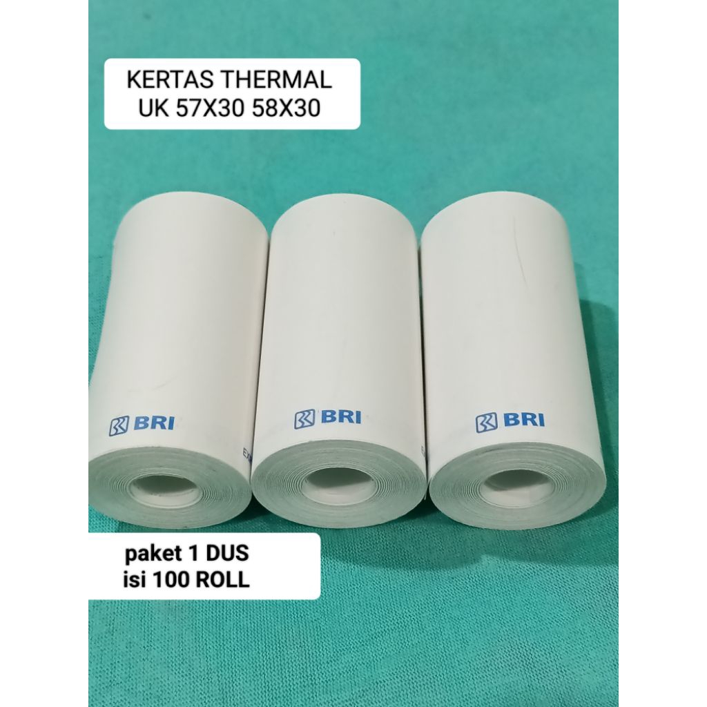 

( 100 ROLL ) KERTAS THERMAL LOGO BRI UKURAN 57X30 58X30 MM