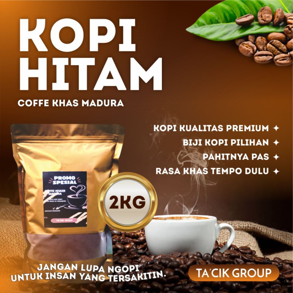 

(Paket Hemat 2KG,) Bubuk Kopi Hitam Robusta _kopi Premium, Cocok Buat Para Pecinta kopi Hitam, Pahitnya Pas Dan Nikmat, khas madura