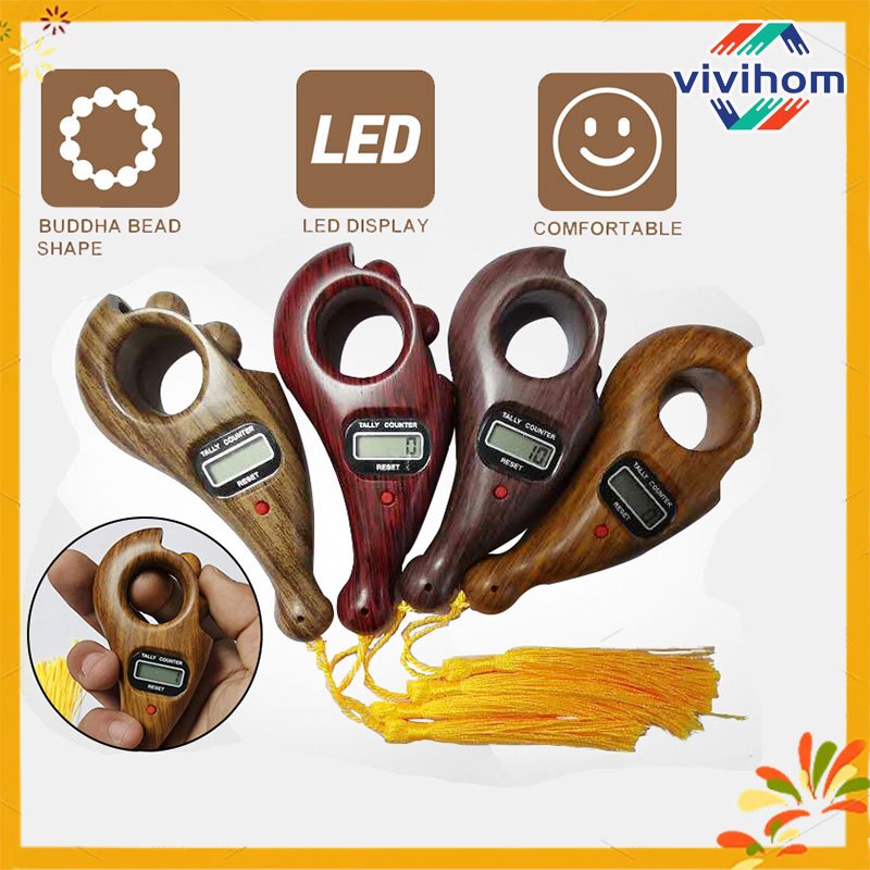 Muslim Tasbih Digital Kayu Manik Alat Hitung LED Digital Tasbih Premiun Original 4 Warna