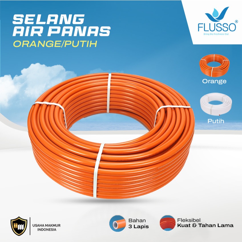 Flusso Selang Air Panas Selang Water Heater 1/2 Inch Selang Dekorasi Pipa Elastis| | 844