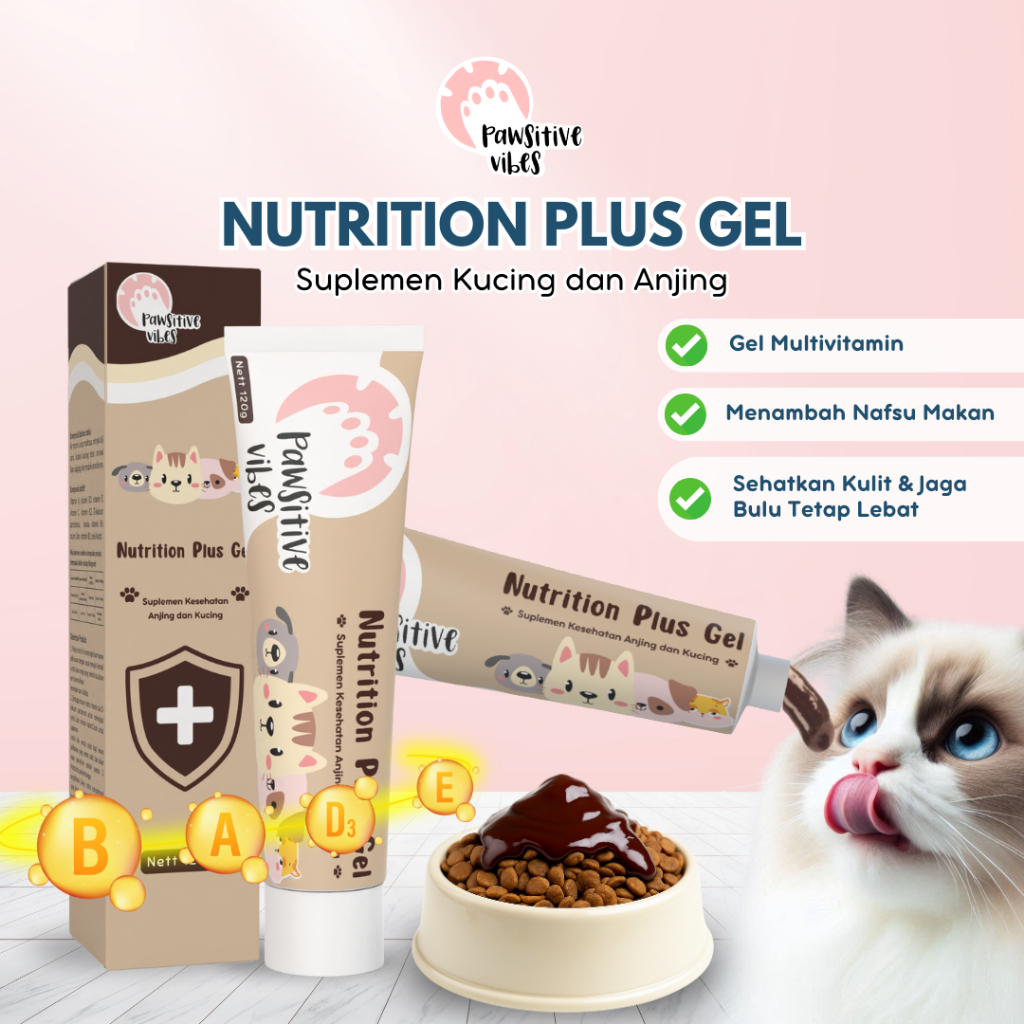 

23bagusmenshop - Pawsitive Vibes Nutrition Plus Gel 120g Suplemen Vitamin Anjing Kucing Bulu Sehat