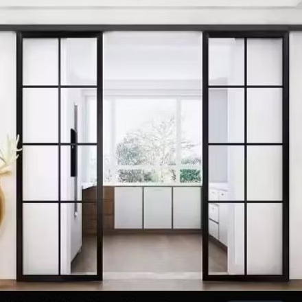 SET PINTU ALUMINIUM SLIDING FULL KACA 5mm DUA DAUN ADA YG ORNAMEN DAN POLOS BISA CUSTOM [FREE PACKIN