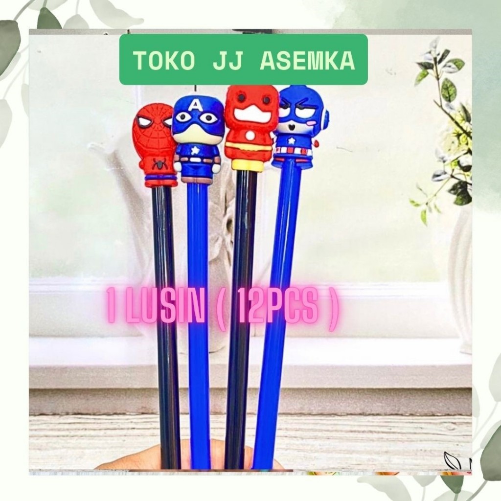 

1 LUSIN ( 12PCS ) PULPEN GEL BULAT AVENGERS ALAT TULIS BOLPOIN UNIK IMUT MURAH PEN GEL KARAKTER LUCU