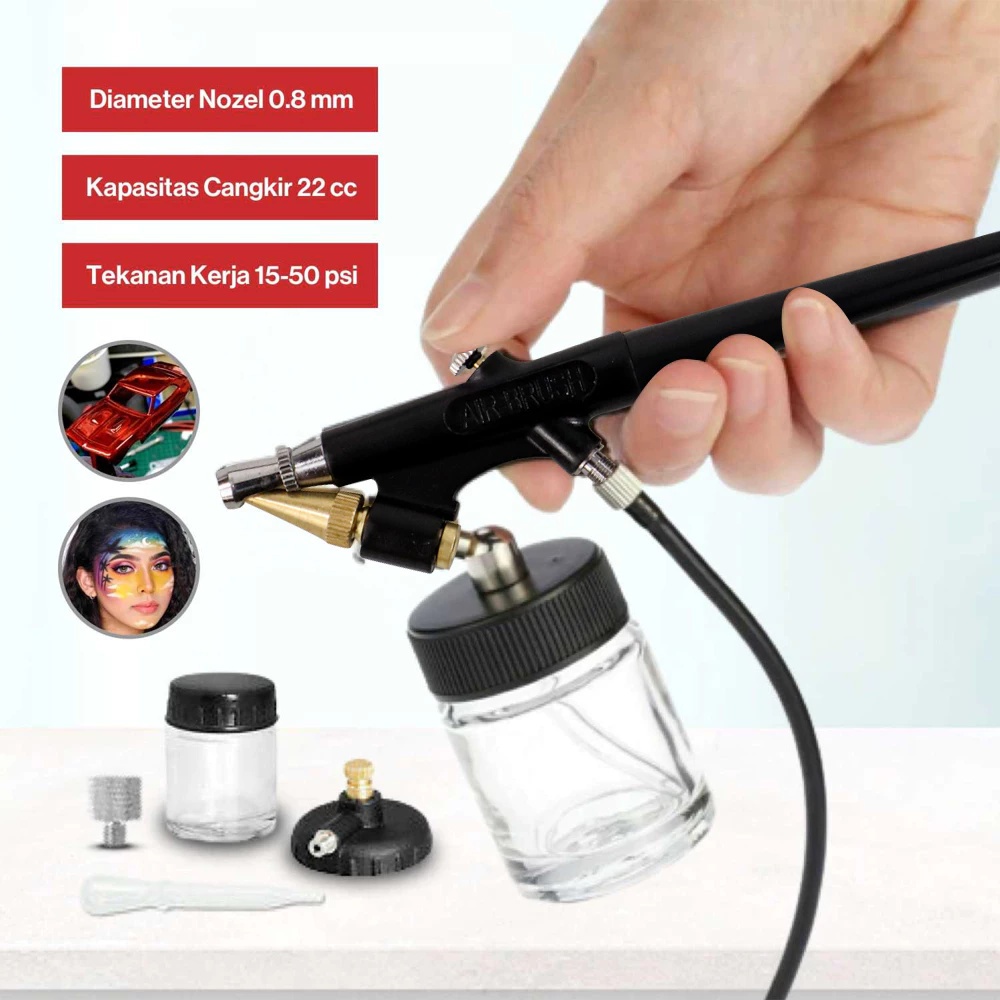 

Alat Cat Airbrush Air Brush Paint Spray Gun Spraygun Sandblaster Kit Mini - TD-138 - Black Hitam