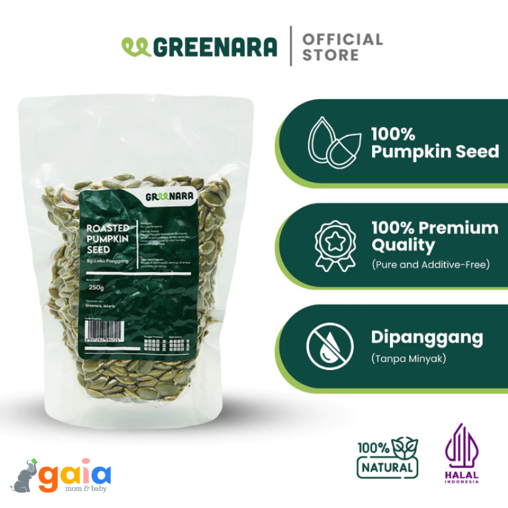 

Greenara Roasted Pumpkin Seed 250gr | Biji Labu Panggang Original (Tanpa Perasa)