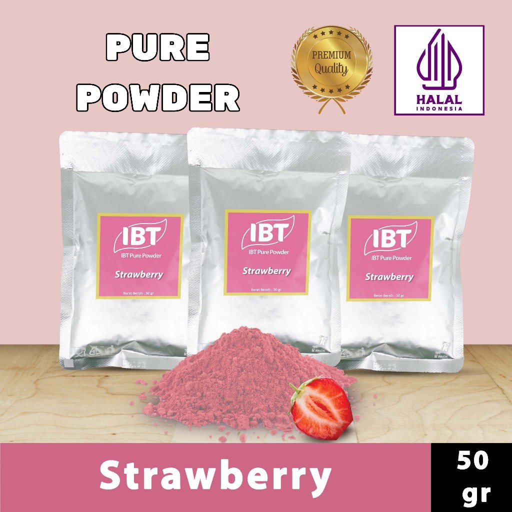 

Pure Strawberry Powder Essence Murni Bubuk Stroberi Import Makanan Kue 50 gr