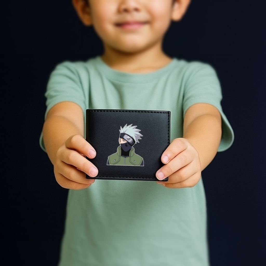 Dompet Lipat Sintetis Anak Laki-Laki Karakter Naruto Kakashi Hatake Keren